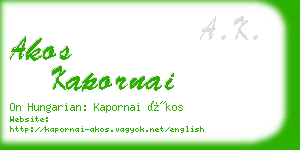 akos kapornai business card